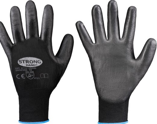 12 Paar stronghand® Nylon-Feinstrickhandschuhe LINGBI schwarz 10 (XL)